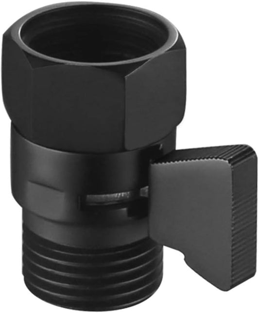 Angle Simple Shower Valve, Brass Water Flow Shut Off Valve for Hand Shower, RV Hose Flow Restrictor, Matte Black