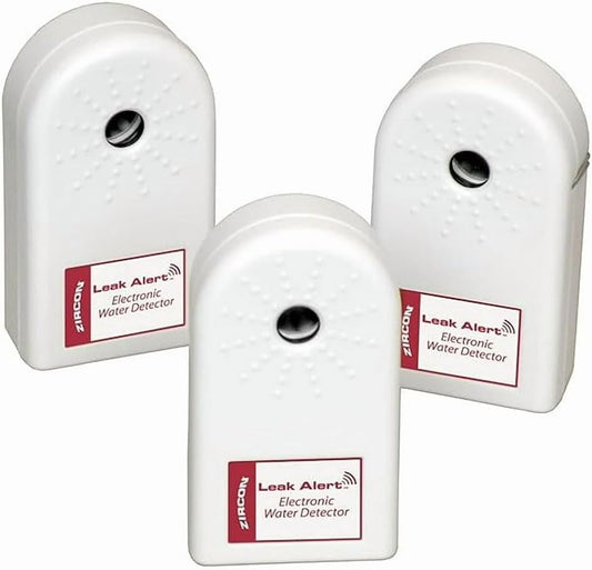 Zircon Leak Alert 3-Pack Water Detector Alarm – 90 dB Battery-Powered Leak & Flood Sensor for Basement, Kitchen, Bathroom, Utility Room – Early Water Detection & Damage Prevention
