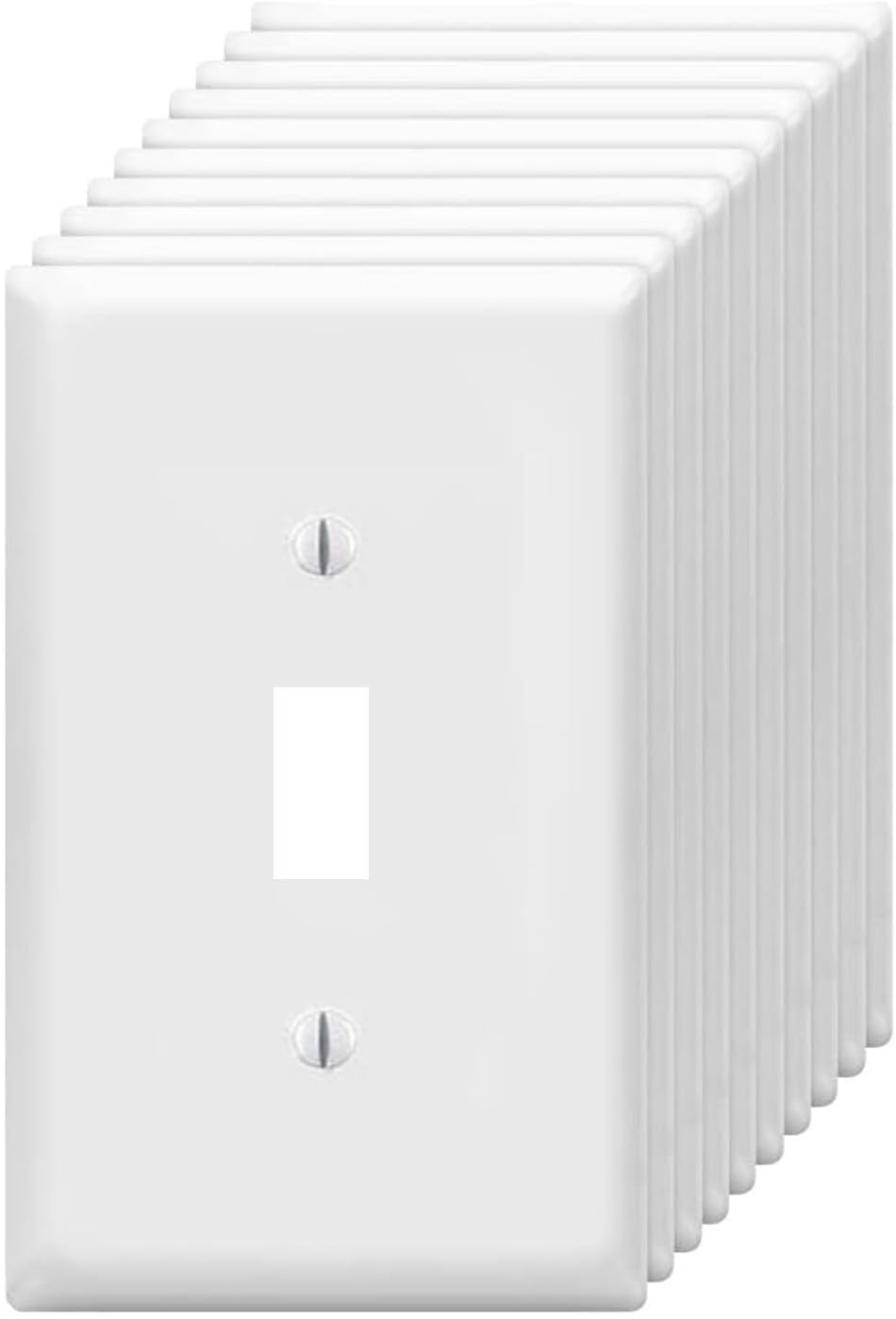 Toggle Light Switch Wall Plates 1-Gang Switch Electrical Cover Plate Unbreakable Thermoplastic Faceplate, White (10 Pack)