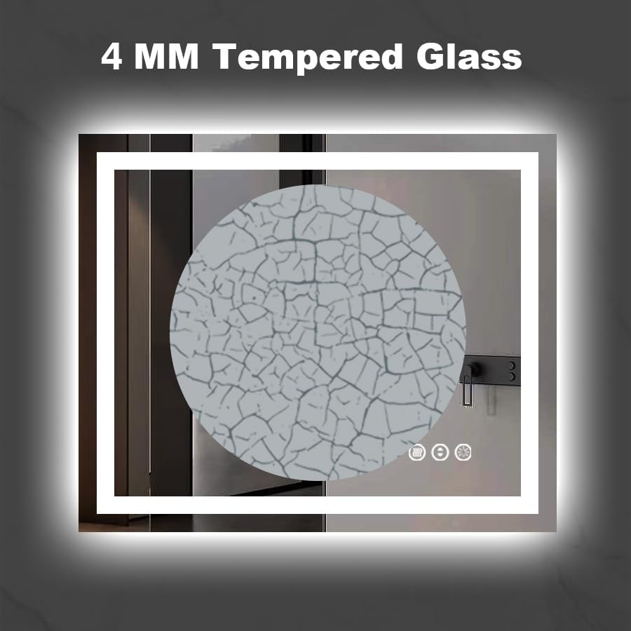 Amorho LED Bathroom Mirror, 60" X30" with Front Light and Backlight, Large Vanity Mirrors for Wall, Anti-Fog, ShatterProof, Memory, 3 Colors, ETL Listed