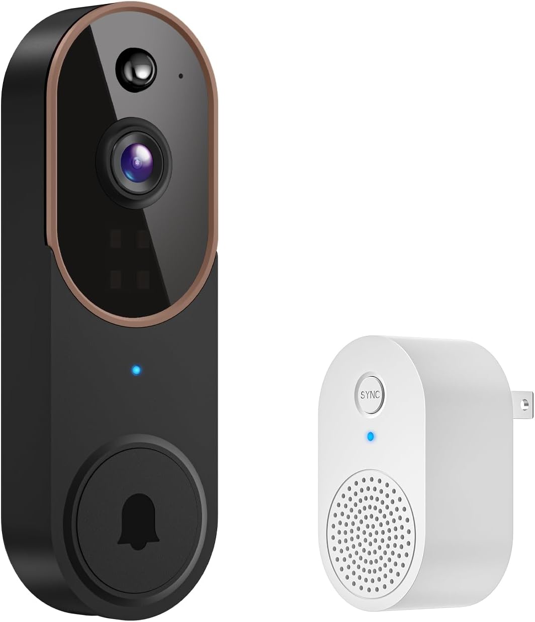 1080p Wireless Video Doorbell Camera, AI Human Detection, Live View, Night Vision, Cloud Storage, 2.4G WiFi, Battery Powered, Indoor Outdoor Surveillance (Comes with Doorbell Receiver)