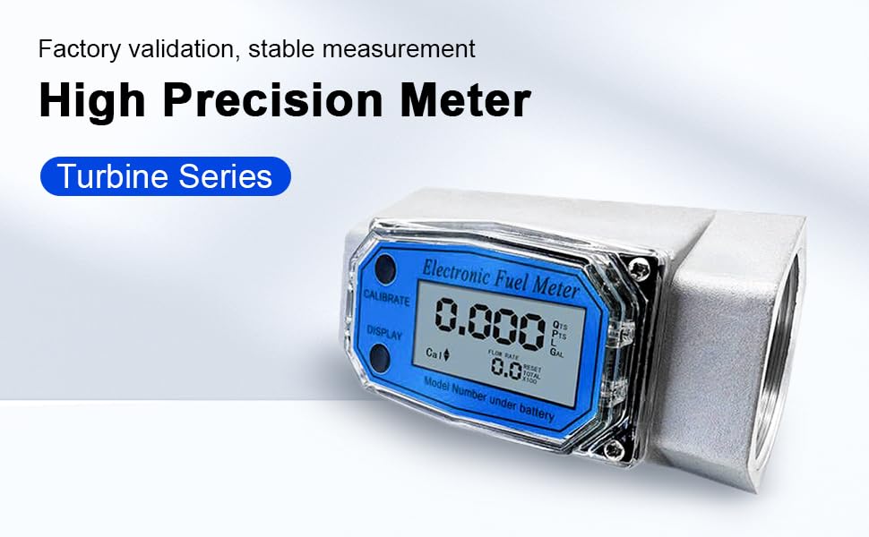 2 Inch Water Flow Meter,15.8-132 GPM Aluminum Alloy Turbine Flow Meter QTS, PTS, L, GAL, m3