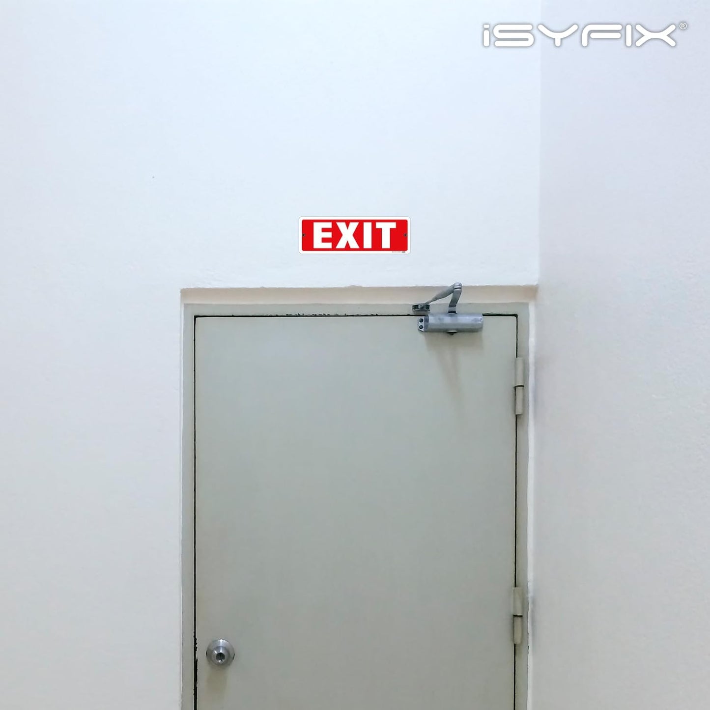 iSYFIX Exit Sign – 12 Pack 12x4 Inch – 100% Rust Free .040 Aluminum Signs, Laminated for Ultimate UV, Weather, Scratch, Water and Fade Resistance, Indoor and Outdoor, Exit Signs for Exterior.