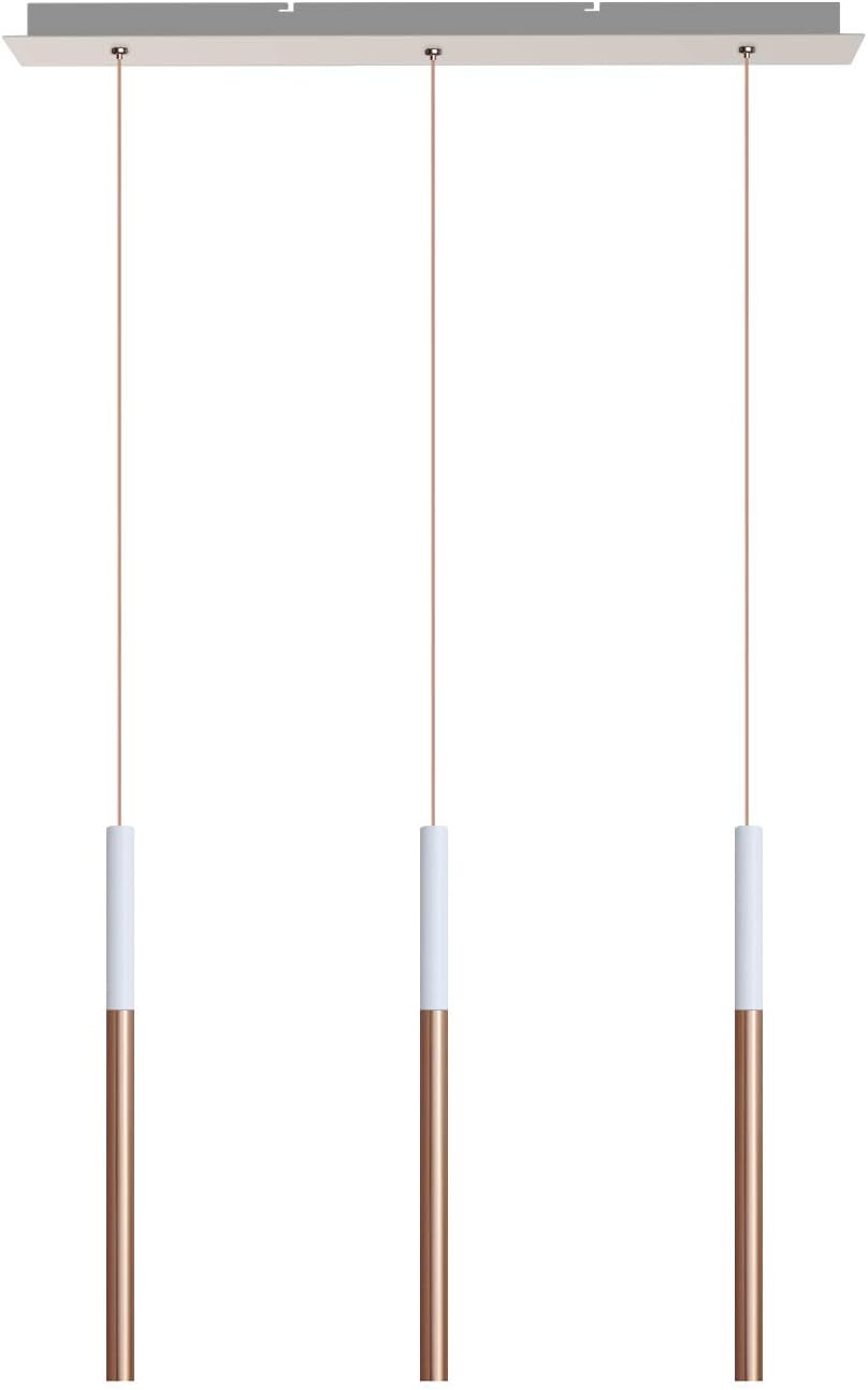 ALTAIR 3 Mini Pendant Lighting White-Copper - LED Hanging Light Fixture for Kitchen Island, Bar, Foyer - Cluster Pendants - Dimmable, Adjustable Wire, Lamp Bulb Included
