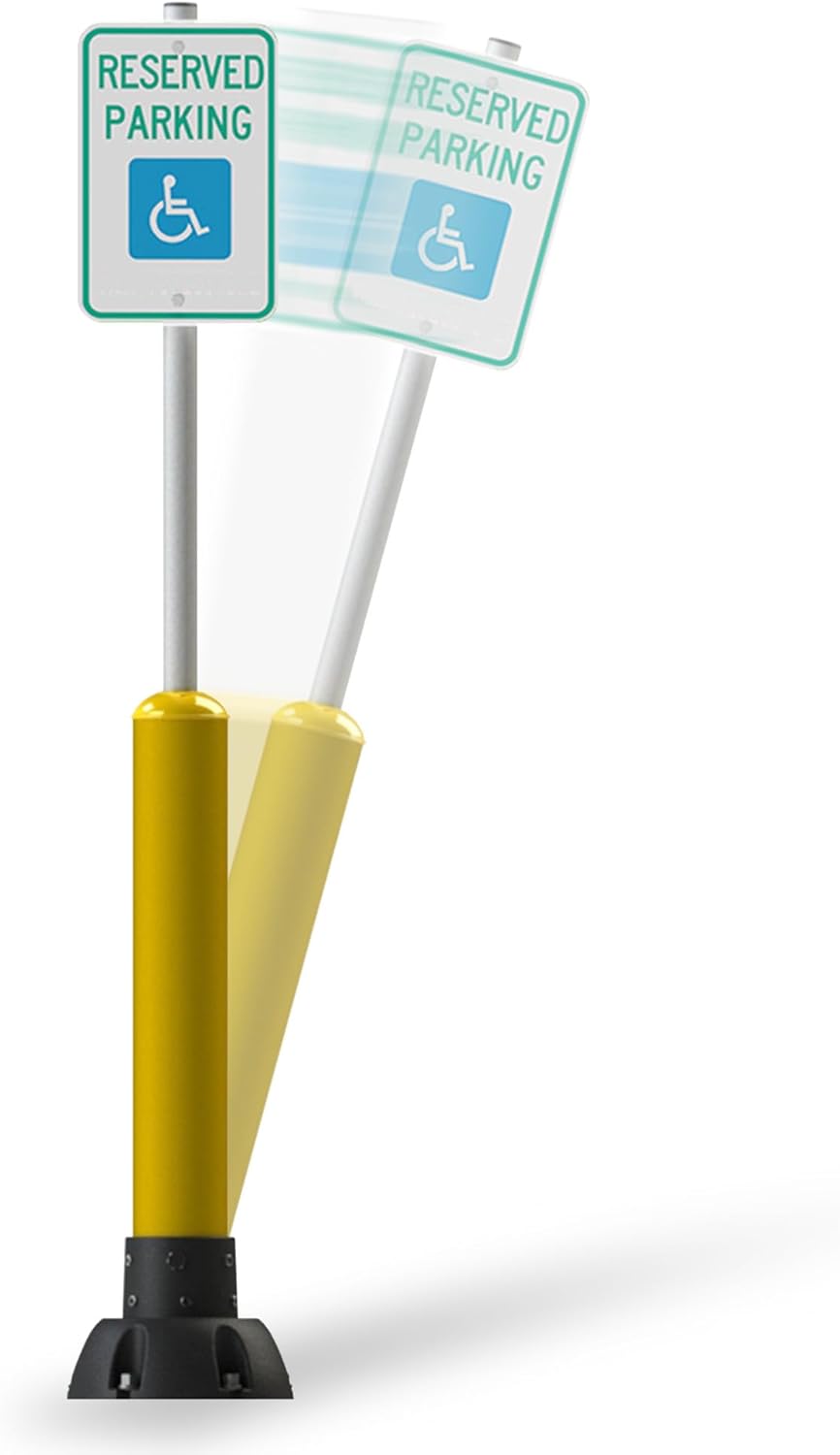 Impact Recovery - SlowStop Rebounding Bollard Sign Post - Handicap Parking Sign - Bollard Post - Made in the USA - 78” Reserved Parking Signage