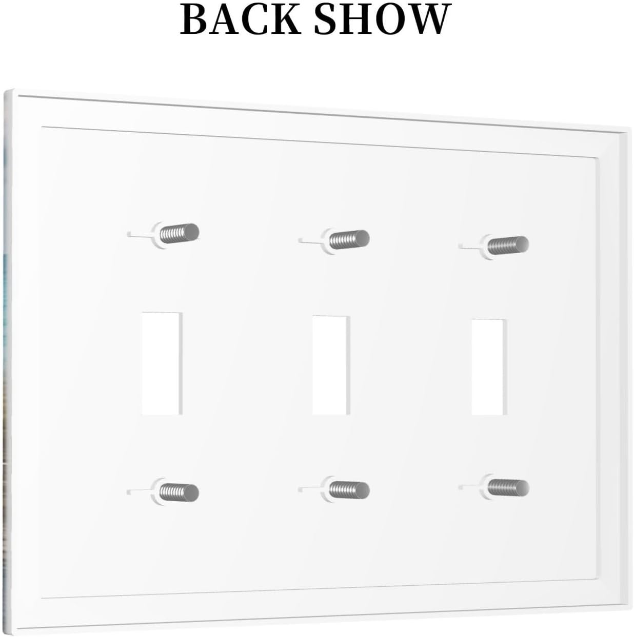 Decorative Light Switch Cover Plate Coastal Beach Ocean Seaside View 3 Gang Wall Plates for Electrical Outlets Triple Toggle Switch Plate Covers Outlet Covers Faceplate for Bedroom Home Decor