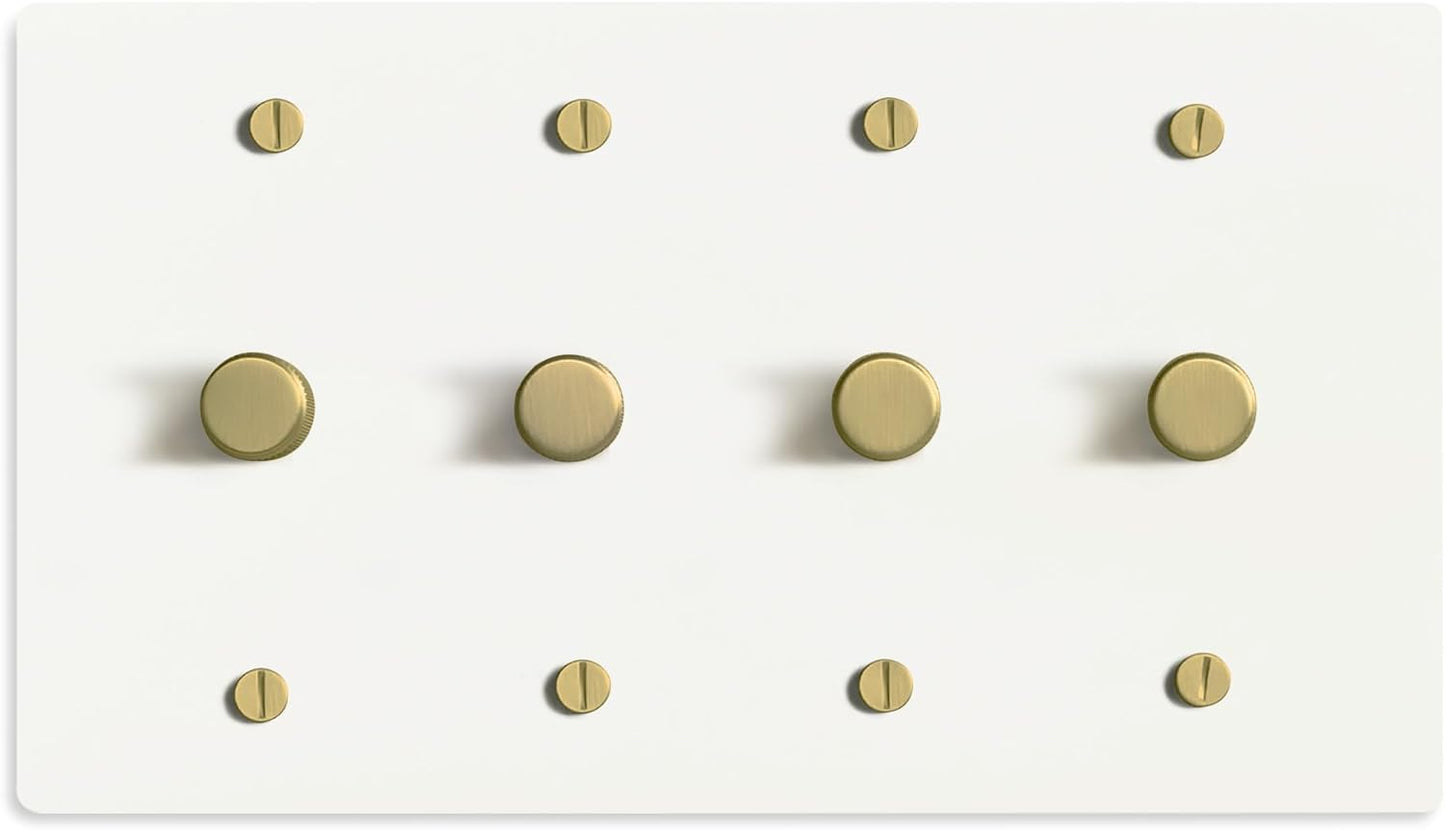 SELECT White Brass Dimmer Light Switch, 1 Way Rotary Dimmer, 4 Gang TRIAC/Leading Edge Dimmable LED Light Switch, 15A 120V AC with Brass Knob, Faceplate & Dimming Module, UL Listed