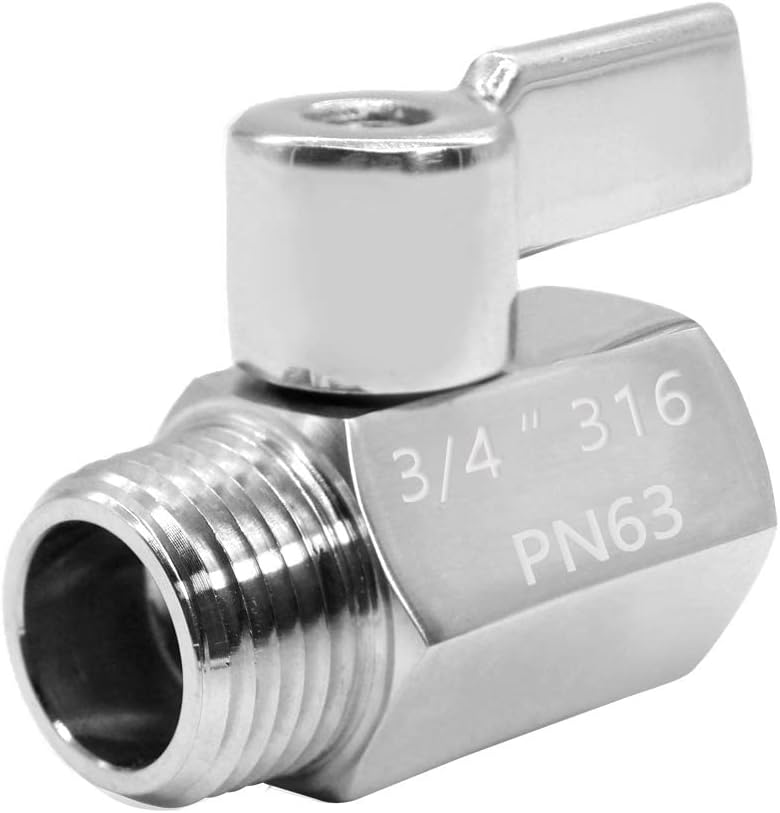 Beduan Mini Ball Valve Stainless Steel(316) 3/4" NPT Male x NPT Female Mini Ball Shutoff Valve (NOT for Garden Hose Bib Faucet)