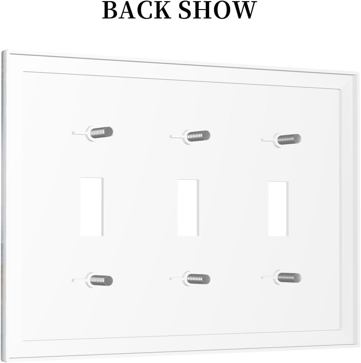 Decorative Switch Plates Colored Art Marble Golden Line 3 Gang Wall Plate Triple Toggle Light Switch Cover Faceplate Electrical Wall Panels For Bathroom Kitchen Decor