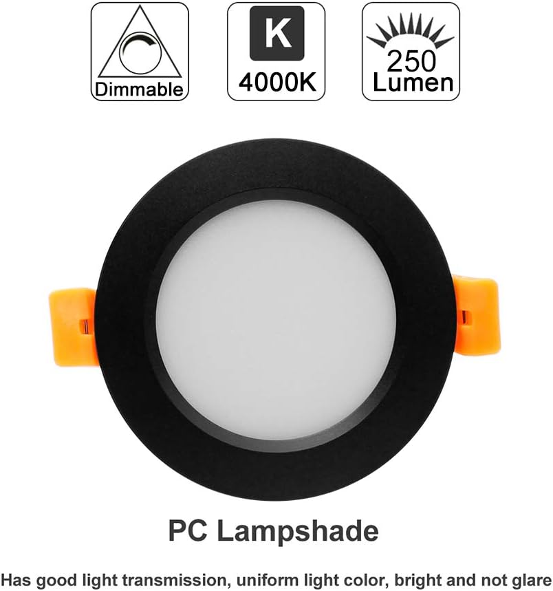 YGS-Tech 2 Inch LED Recessed Lighting, Dimmable Downlight 3W(35W Halogen Equivalent), CRI80, 4000K Natural White Ceiling Light with LED Driver(10 Pack)