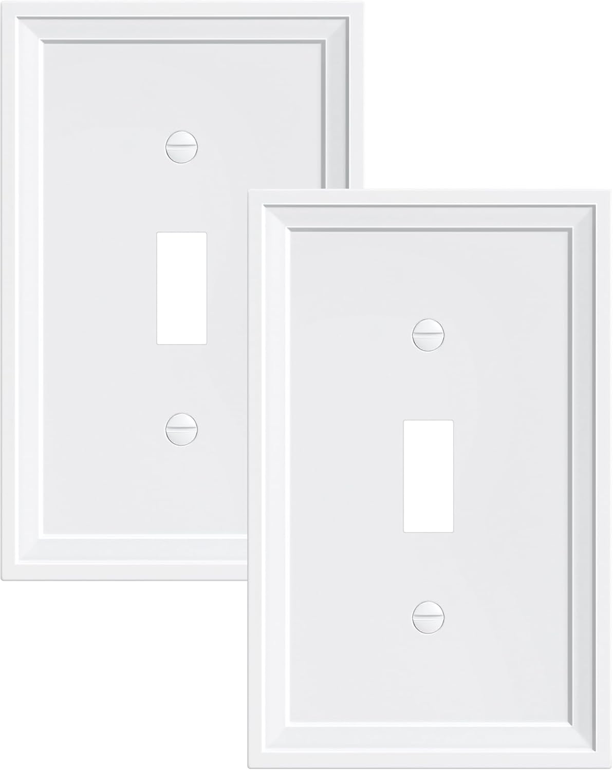 2-Pack Single Toggle Light Switch Covers Wall Plate, Pure White Decorative Switch Plate Covers, 1 Gang Natural Bamboo Fiber Wall Plate, Corrosion Resistant