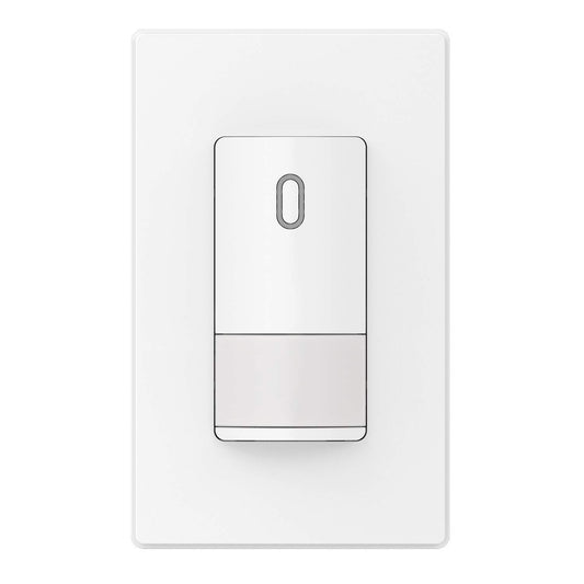 ELEGRP Single Pole Occupancy Motion Sensor Light Switch, Need Grounding Wire No Neutral Wire, 120° Sensor Coverage PIR Infrared Motion Activated, for CFL/LED/Incandescent Bulb, UL,1 Pack, Matte White