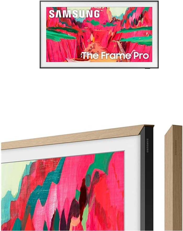 SAMSUNG 85-Inch The Frame Pro 4K Neo QLED Smart TV (2025) with Modern Teak Customizable Bezel Bundle