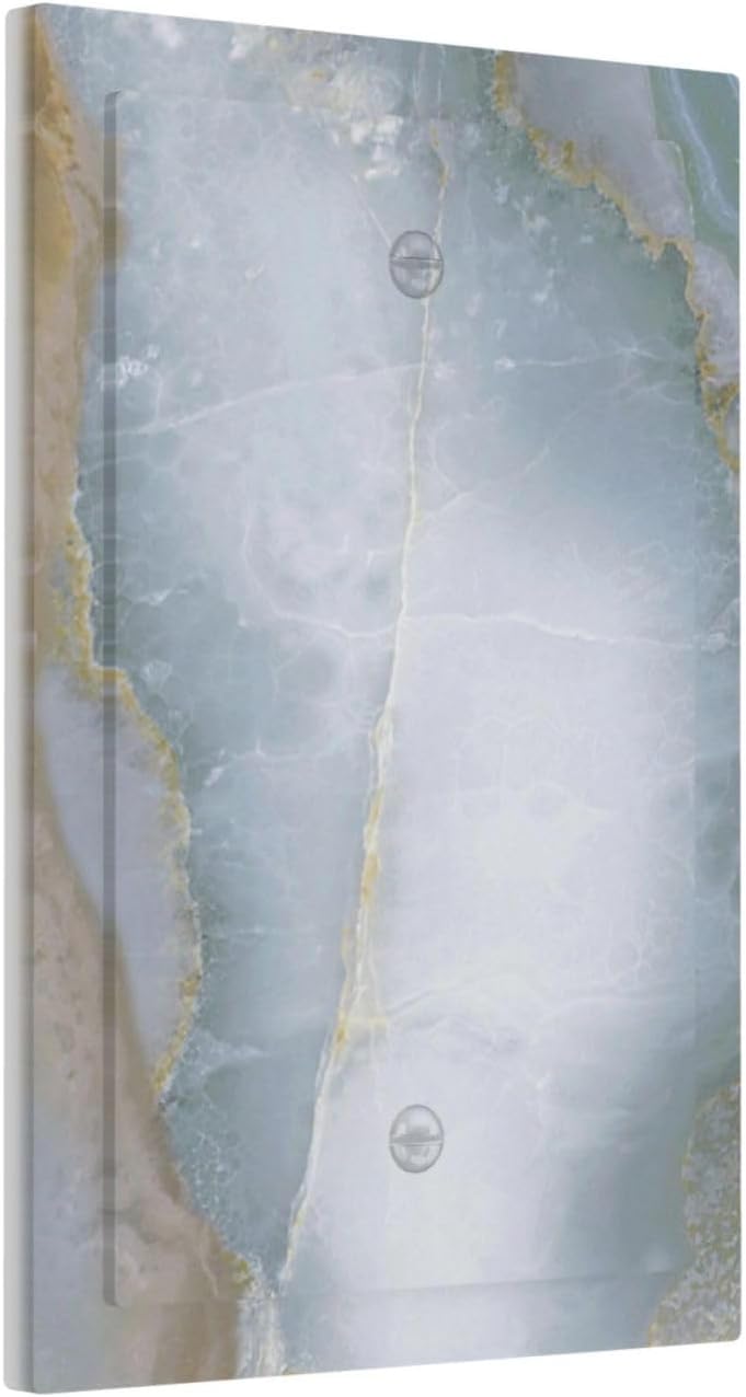 Light Switch Cover Plate Colored Art Marble Golden Line 1 Gang No Device Blank Electrical Wall Plates Faceplate Decorative Switch Plate For Bathroom Kitchen Decor