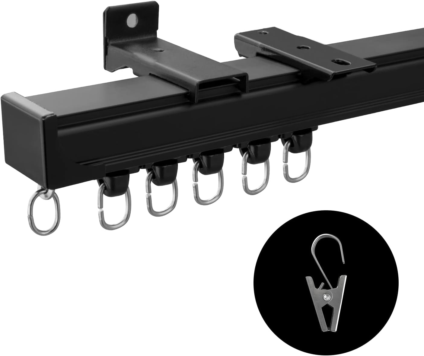 Curtain Tracks Ceiling Wall Mounted Heavy-Duty Curtains Rails Room Divider Curtain Track for Living Room Bedroom Room Shower Divider Black 3ft To 18ft