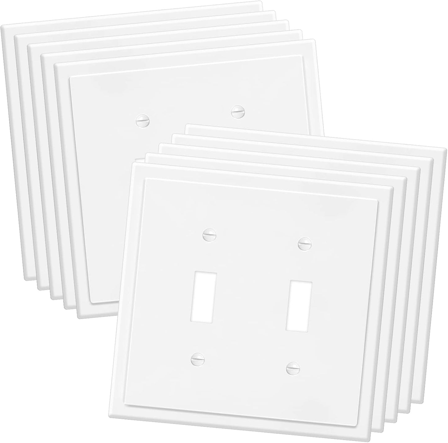 2-Gang Modern Edge Decorative Wall Plate Cover Switch Outlet Double Toggle Electrical Faceplate for Light Switches, Smart Switch, GFCI, Dimmers, Receptacle, USB Outlet (10 Pack, Double Toggle)