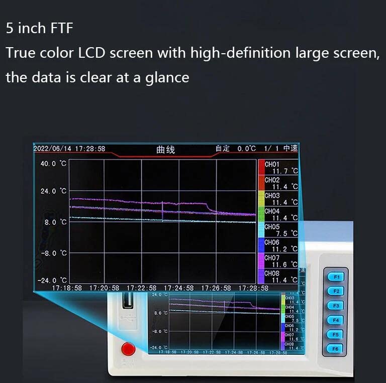 East Tester 8 Channels Temperature Recorder Temperature Data Logger 5 inches LCD Display Screen for Digital Show,ET3916-8