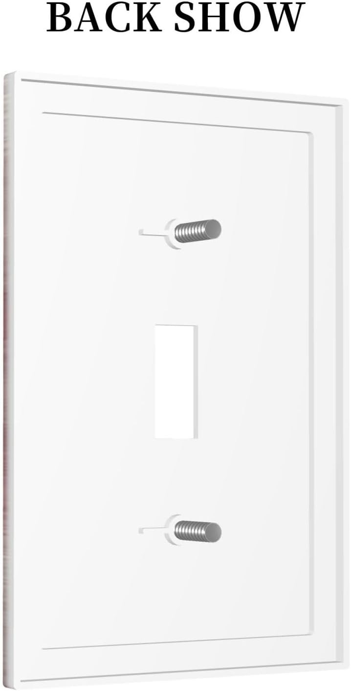 Decorative Light Switch Cover Pink White Daisy Butterfly Wood Grain 1 Gang Single Toggle Device Electrical Faceplate Switchplates Decorator Outlet Wall Plate for Farmhouse Bathroom Decor
