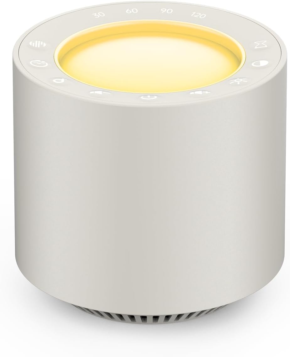 Baby White Noise Machine: Red Light Therapy Sleep Sound Machine with 38 Soothing Sounds & Calming Womb Soother Shusher, Memory Function, Dimmable Nursery Night Light with Timer, Baby Gift