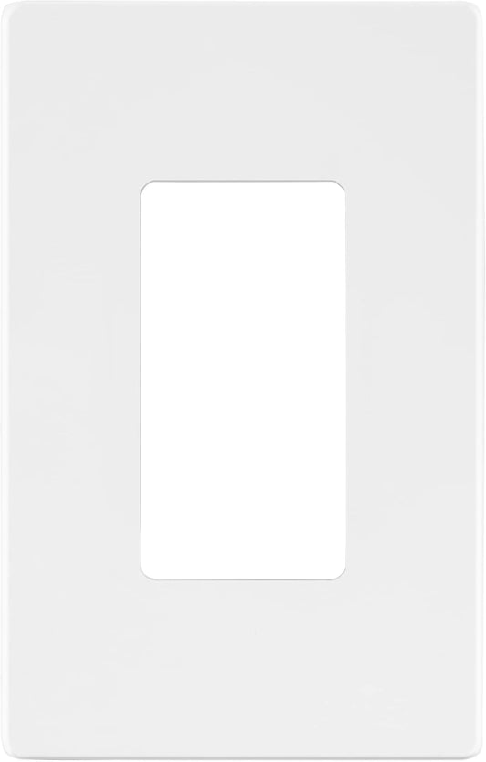 LIDER Matte Finish Decorator Switch Cover, Screwless Wall Plate, Mid-Size 1-Gang 4.88" x 3.11", Unbreakable Polycarbonate Thermoplastic, UL Listed, LSWP-31M-W, White