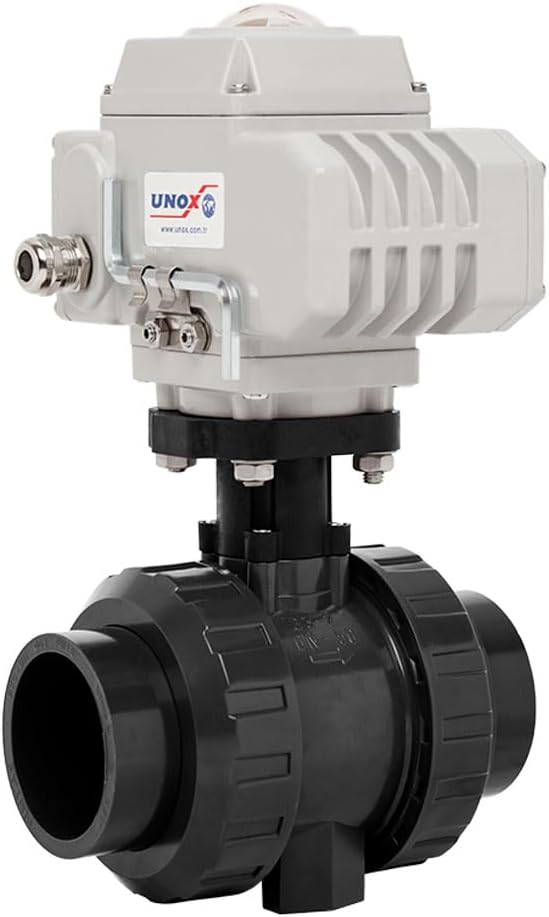 Unox 24V DC Electric Actuated Ø110 (4") U-PVC Ball Valve, Motorized Ball Valve For Water - PN16