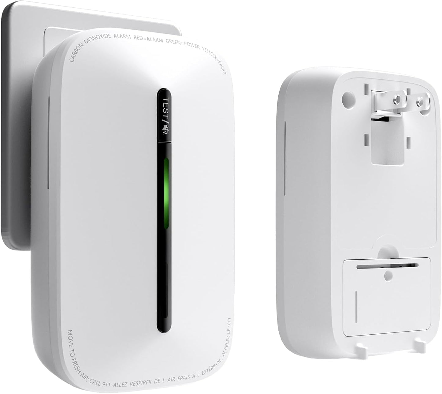 2 Packs Carbon Monoxide Detectors Plug in, 10-Year Battery Powered CO Detector with Breathing Light, Portable Traval Carbon Monoxide Alarm for Home/Office/RV