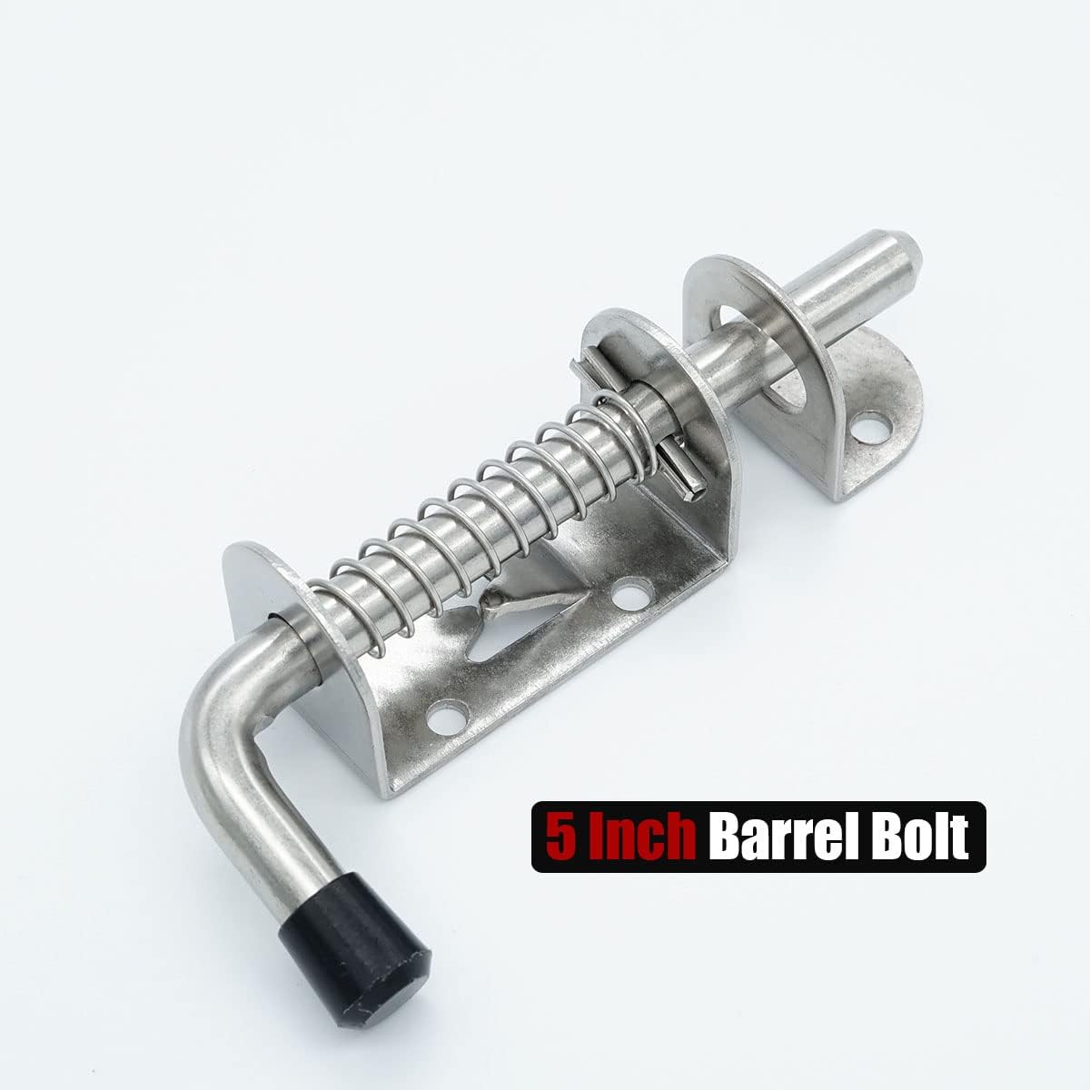 JQK Spring Loaded Latch Pin, 304 Stainless Steel Barrel Bolt Thickened 2mm Door Lock, 5 Inch Brushed Finished(4 Pack), HSB300-P4