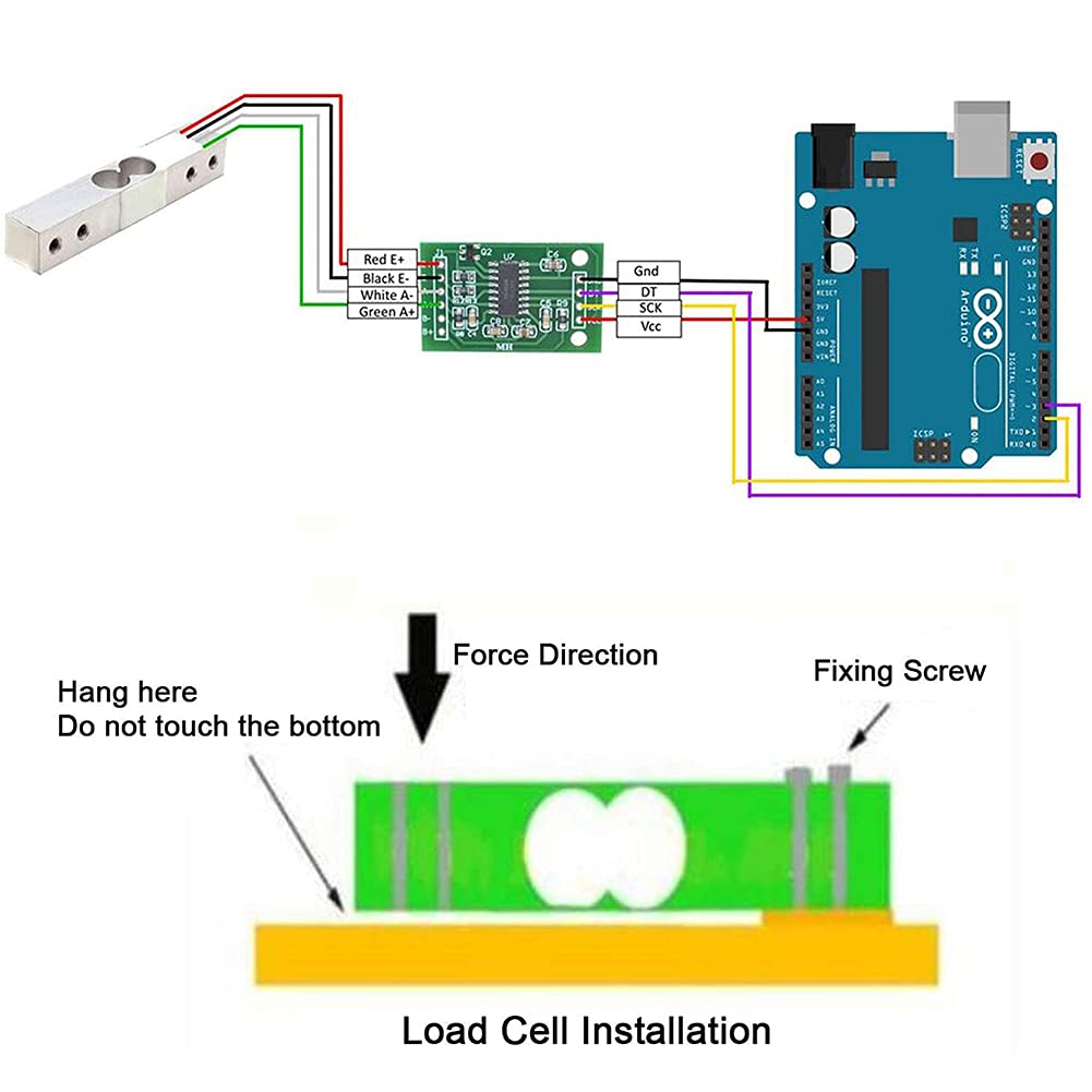 ShangHJ 4 Sets Digital Load Cell Weight Sensor + HX711 ADC Module Weighing Sensor for Arduino DIY Portable Electronic Kitchen Scale