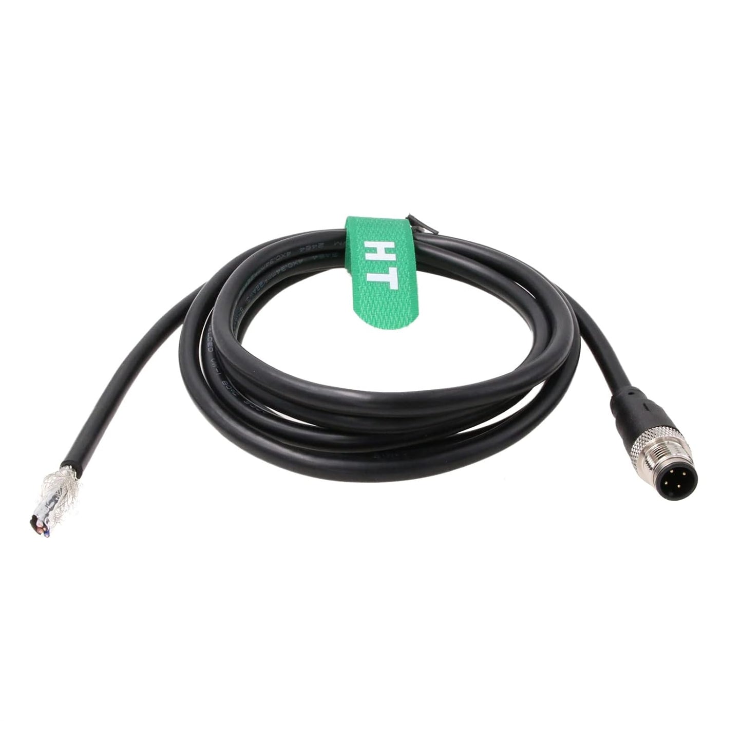M12 A Code 4 pin Male Cable to Open Wire for Industrial Sensor Encoder Actuator Automation Device Network IO Link Profibus Power Data, Shield 30m