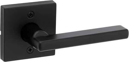 Kwikset Halifax Dummy Door Handle, Single Sided Lever for Closets, French Double Doors, and Pantry, Matte Black Non-Turning Reversible Interior Push/Pull Lever, with Microban Protection