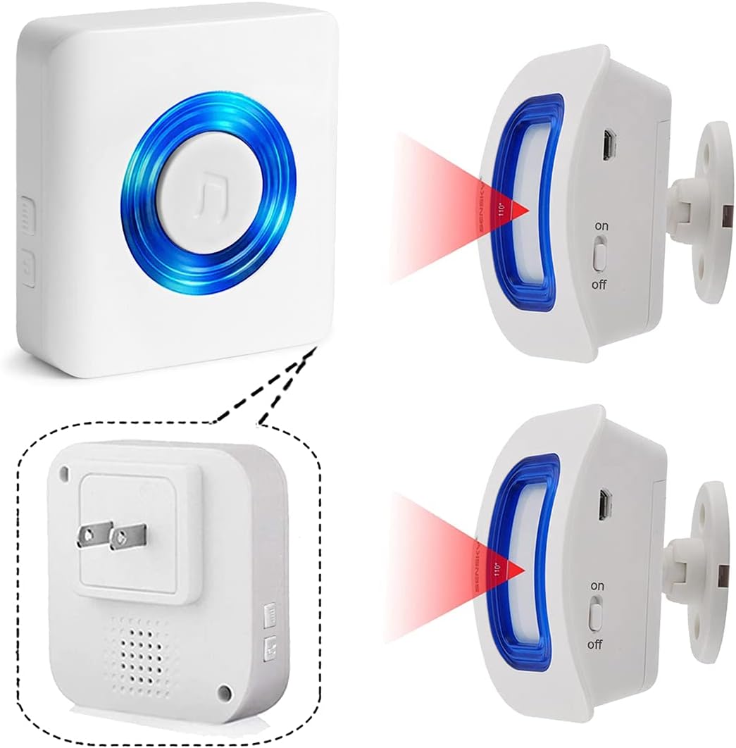 Evernary Wireless Indoor Motion Sensor Alarm, Bed Alarm and Fall Prevention for Elderly / Dementia Patients /Kids (2 Motion Detector +1 Receiver)