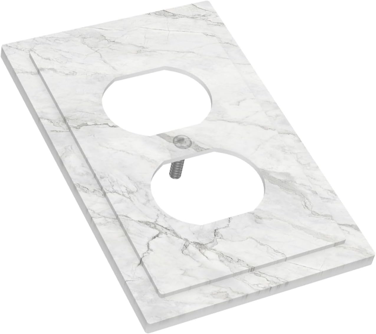 Outlet Covers Marble Granite White And Grey 1 Gang Duplex Electrical Receptacle Faceplate Light Switch Cover Wall Plate Decorative Switch Plates for Home Bedroom Decor