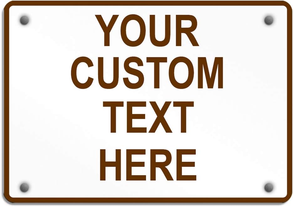 Aluminum Weatherproof Metal Sign Multiple Sizes Custom Personalized Text Here White Brown Recreational Horizontal Street Signs 24x18Inches