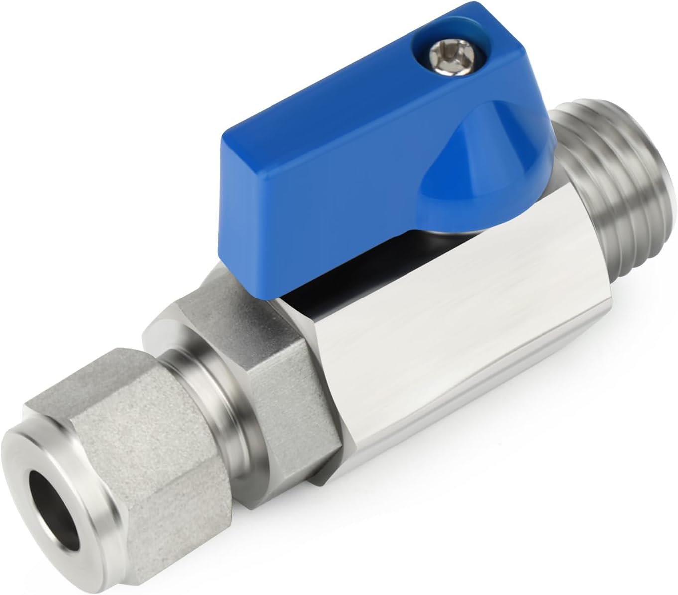 TAISHER 2PCS 304 Stainless Steel Compression Mini Ball Valve Shut Off Switch, 1/2" Tube OD x 1/2" NPT Male