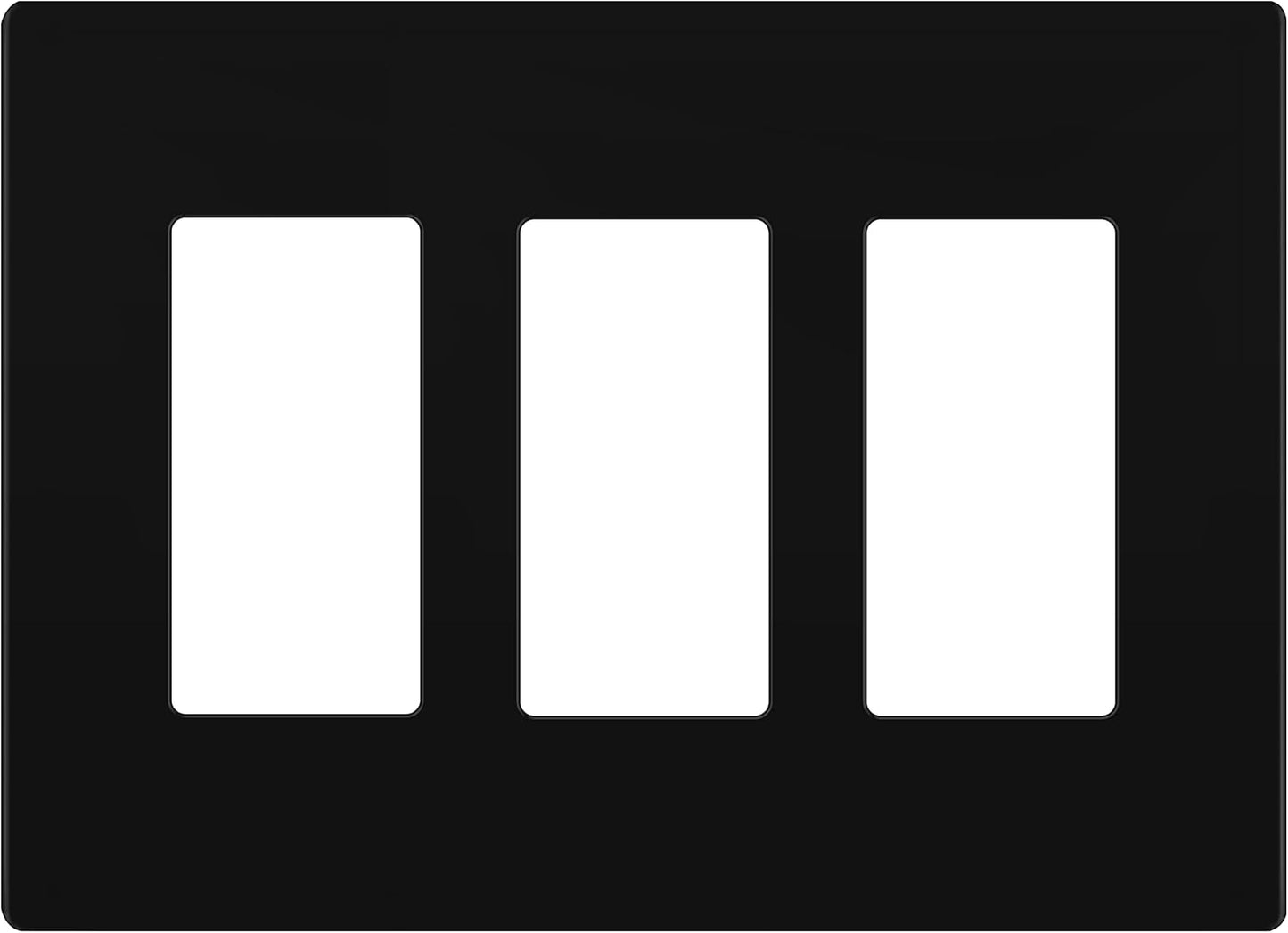 LIDER Matte Finish Triple Decorator Switch Cover, Screwless Wall Plate, Mid-Size 3-Gang 4.88" x 6.77", Polycarbonate Thermoplastic, UL Listed, LSWP-33M-BK, Black