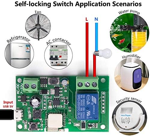wireless jog relay momentary/self-locking switch module DIY smart home remote control wifi relay switch Ewelink App compatible with Alexa Echo Google Home IFTTT (DC1)