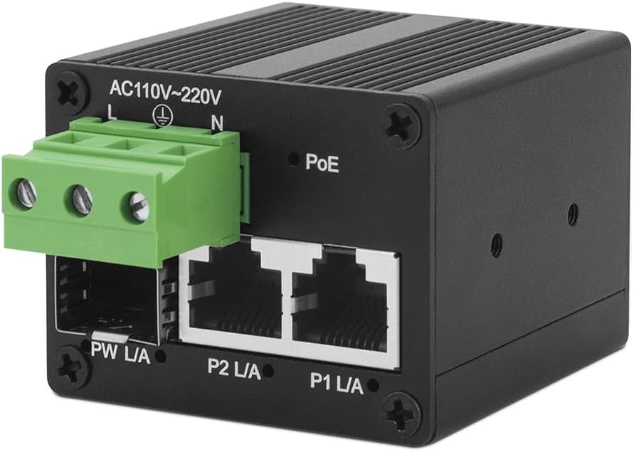 3 Port PoE++ Switch with 2 Gigabit (10G) RJ45/SFP+ Uplink, Unmanaged 3 Port (2 PoE/1 Uplink) 40W 802.3bt Ultra PoE Network Switch, Fanless Design Metal Casing for Silent Operation