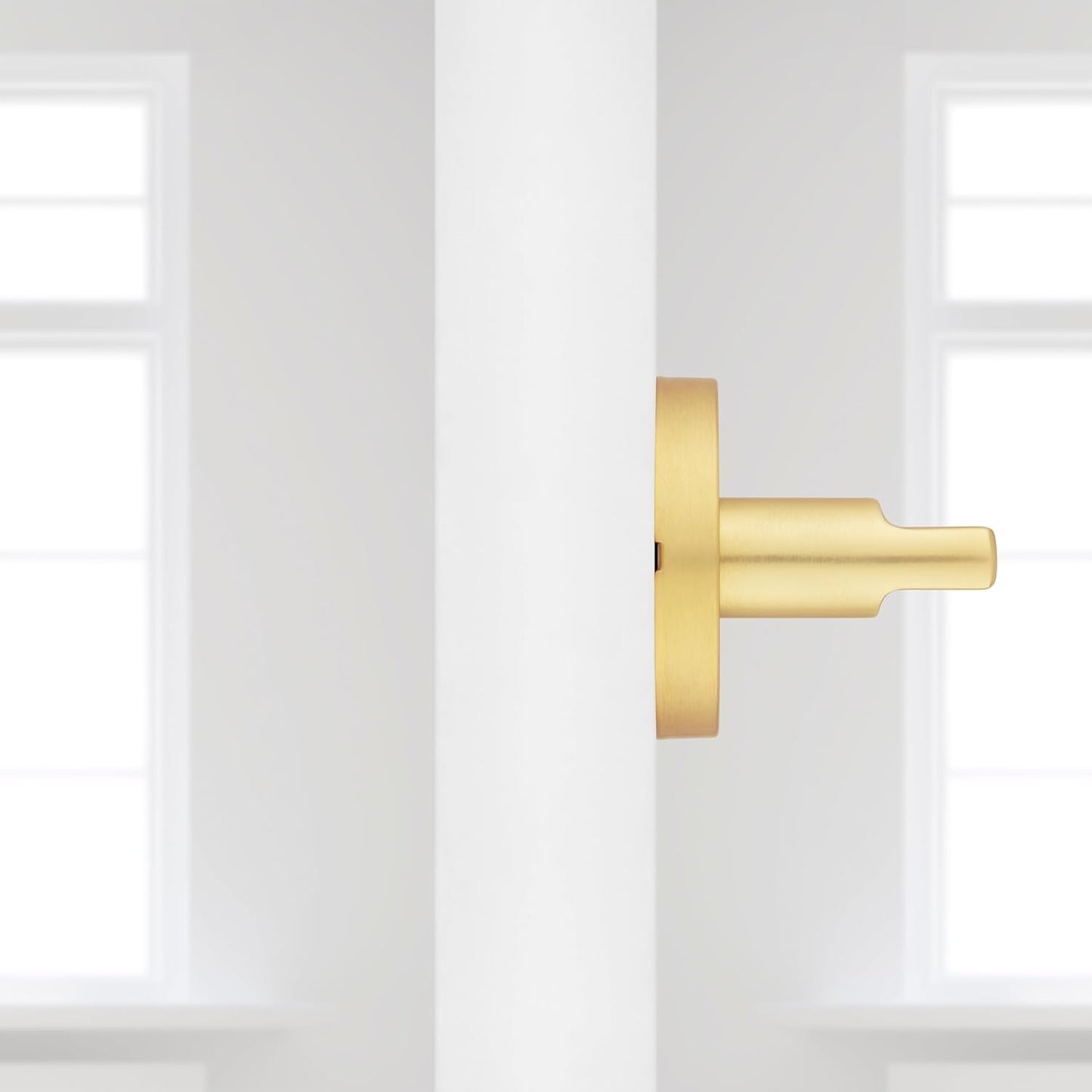 Kwikset Halifax Dummy Door Handle, Single Sided Lever for Closets, French Double Doors, and Pantry, Satin Brass Non-Turning Reversible Interior Push/Pull Lever, with Microban Protection