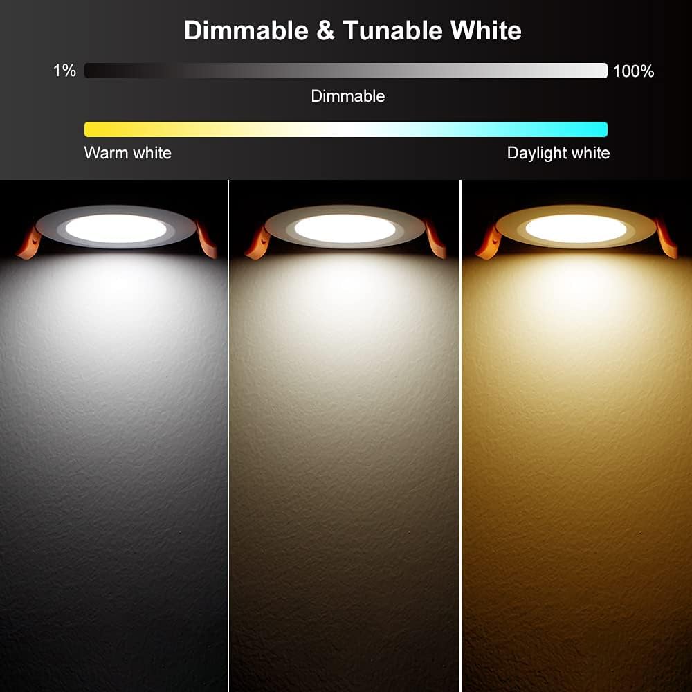 YGS-Tech Smart 2 Inch LED Recessed Lighting RGB WiFi Downlight, 5W Compatible with Alexa and Google Home, Dimmable RGB & CCT 2700-6500K Color Changing, 120V LED Ceiling Light with Driver (1 Pack)