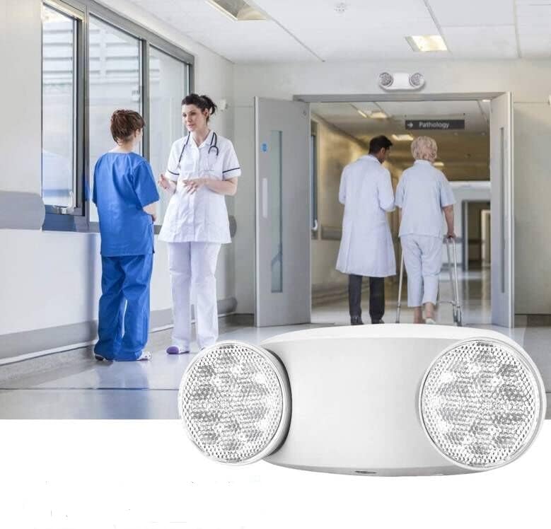 6 Packs White LED Emergency Lights with Battery Backup, Two Head Adjustable Emergency Lighting Fixtures-Fireproof Materials-Emergency Lighting Fixture/Emergency Light Home