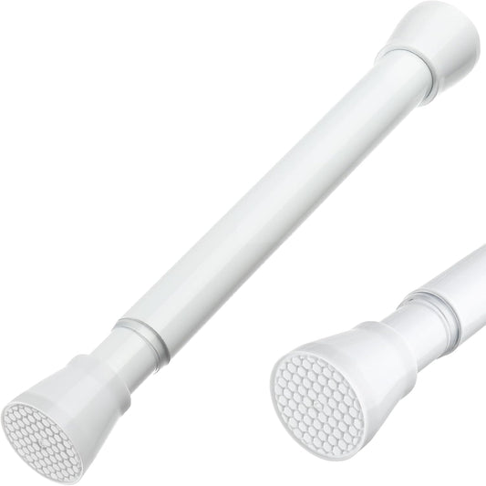 White Tension Rod 16 To 26 Inch Spring Curtain Rod Adjustable Short Curtain Rod No Drilling Short Tension Rod Extendable Small Spring Tension Rods For Closet Cupboard Bars Refrigerator