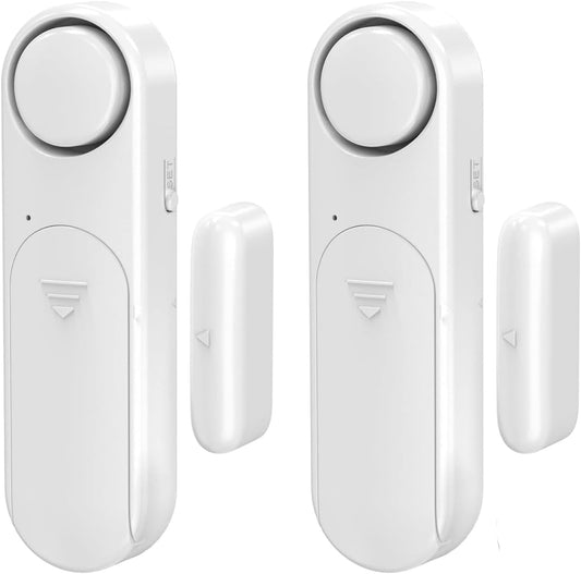Window and Door Alarm When Opened (2 Pack) for Kids Safety/Home Security, Sliding Glass Front Door Opening Sensor Alarms for Dementia, 120dB Burglar Alert, Ideal for Business, Garage, Apartment, White