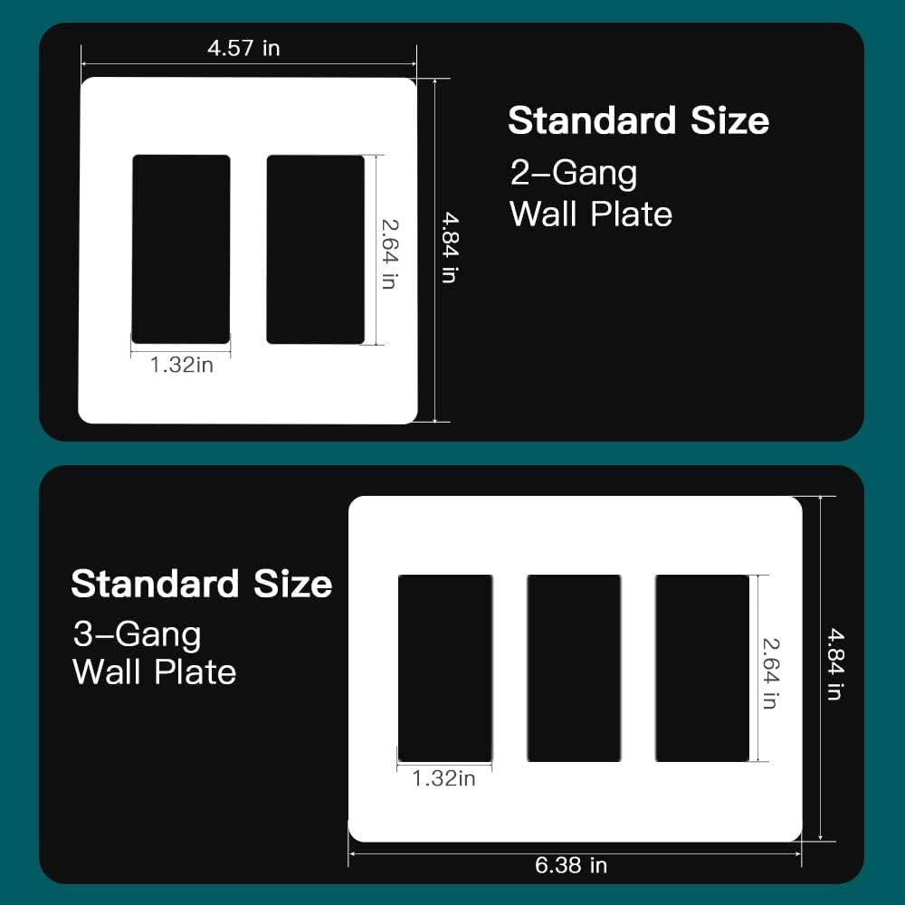 TREATLIFE Screwless Decorator Wall Plates, Standard Size 2-Gang Light Switch Plate, Outlet Covers White, 1 Pack 2-Gang Wall Plates Light Switch Cover