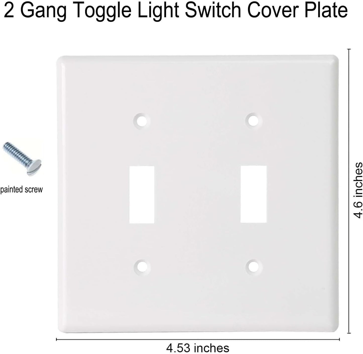 Toggle Light Switch Wall Plates 2-Gang Switch Electrical Cover Plate Unbreakable Thermoplastic Faceplate, White (4 Pack)