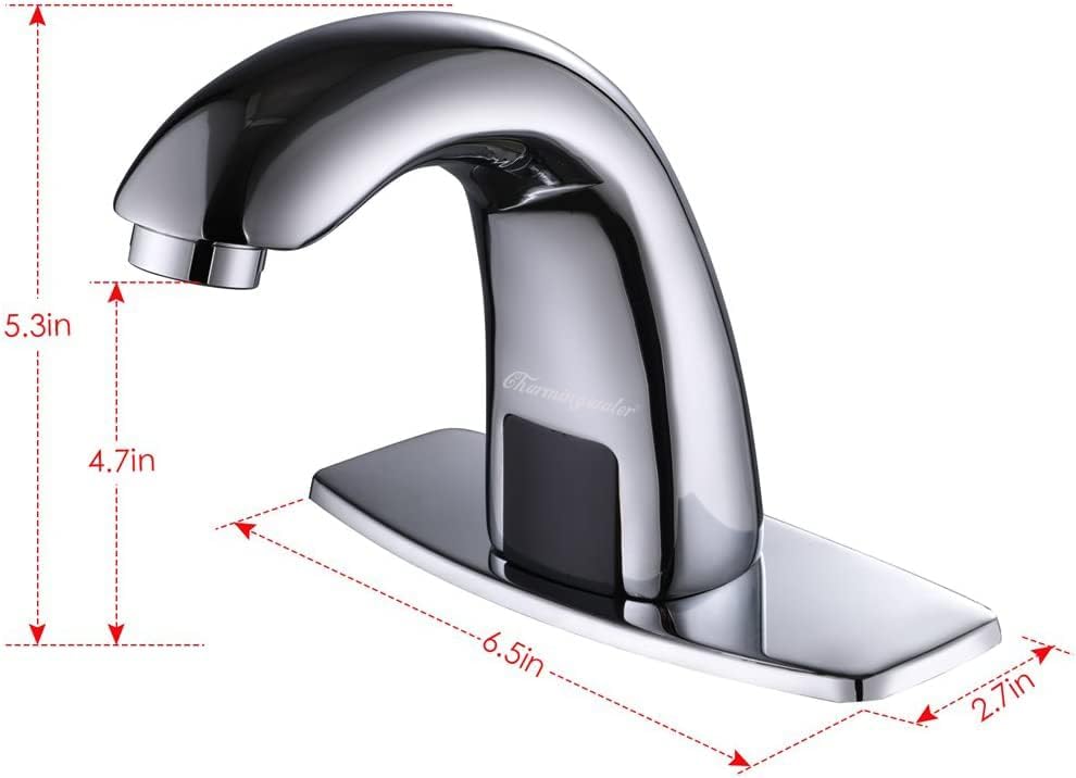 Charmingwater Touchless Bathroom Sink Faucet with Thermostatic Valve, Motion Automatic Sensor Faucet with Hole Cover Plate, Chrome