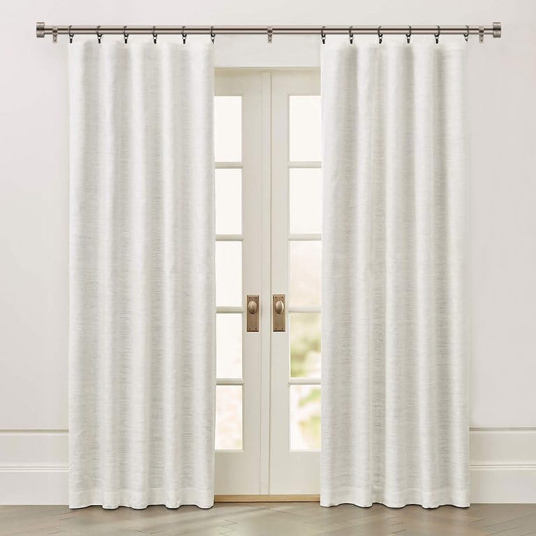 Brushed Nickel Curtain Rod for Windows 18 to 144 Inches, 1 Inch Adjustable Drapery Pole, Heavy Duty Outdoor/Indoor Modern Curtain Rods, Easy Installation(Satin Nickel 18"-144")