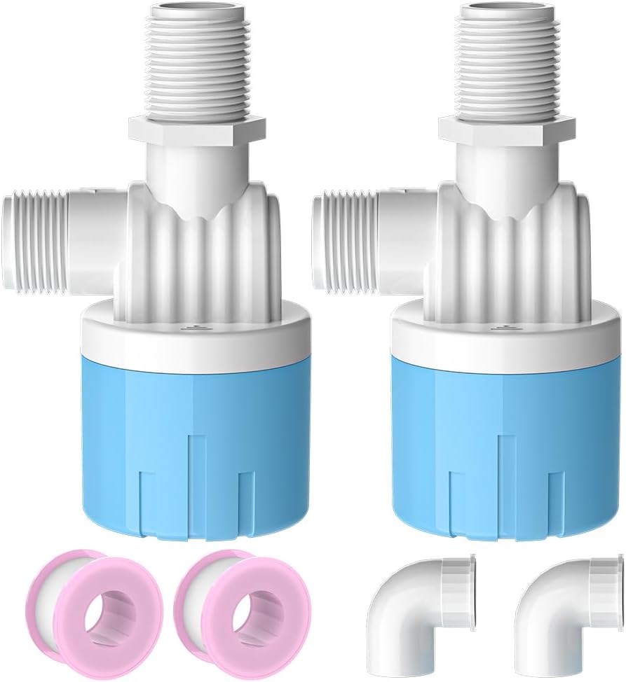 2 Pack 1/2 Float Valve for Water Tank,Aquapulse Water Float Automatic Water Level Control Aqua Pluse Trough Blue Plastic Float Valve Switch for Pool,Pond,Livestock(Top inner)