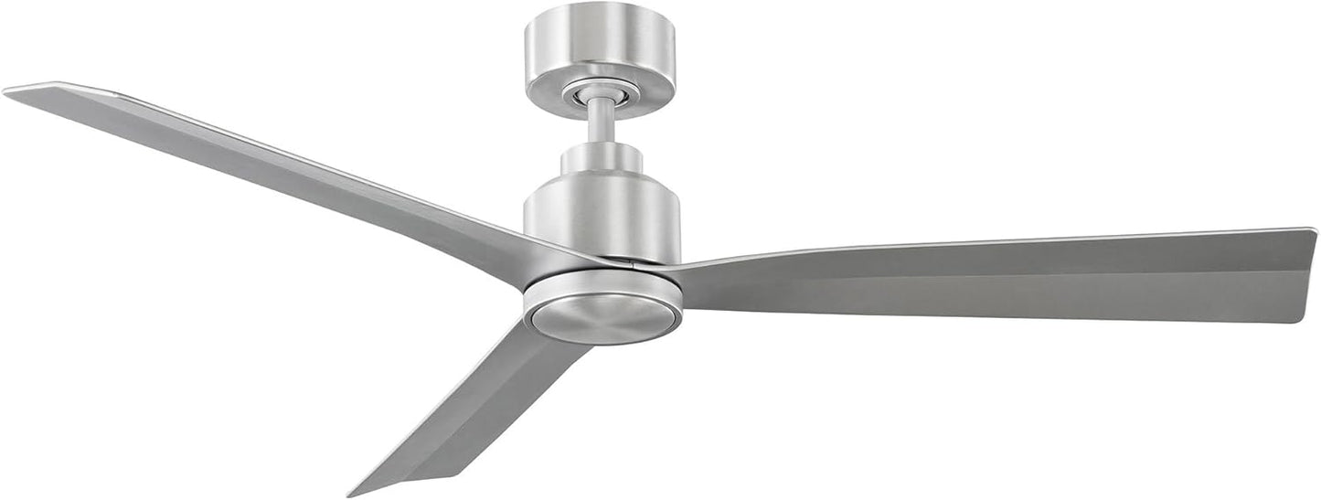 Clean Indoor/Outdoor 3-Blade Smart Compatible Ceiling Fan 52in Brushed Aluminum with Remote Control and Wall Cradle. Works with iOS/Android, Alexa, Google Assistant, Samsung SmartThings, and Ecobee.