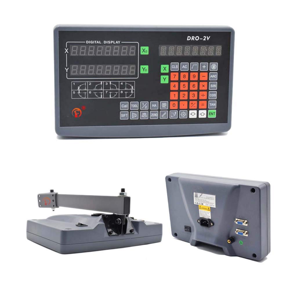 TOAUTO Digital Readout DRO, 2 Axis LCD Display 1um Glass Linear Scale Meter for CNC Milling Lathe EDM Machine