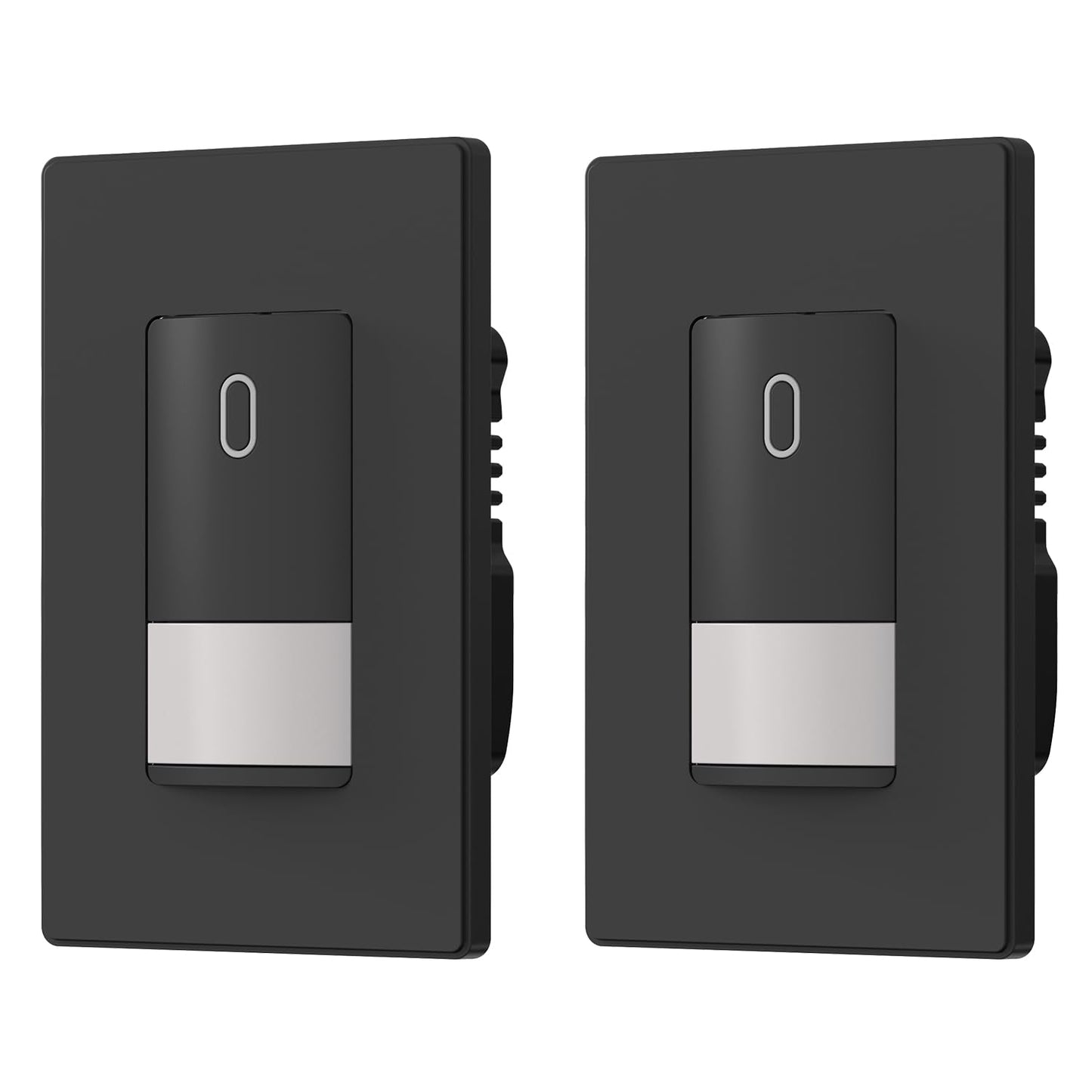 ELEGRP Matte Black Single Pole Occupancy Motion Sensor Light Switch, Need Neutral Wire, 120° Sensor Coverage PIR Infrared Motion Activated, for CFL/LED/MLV/INC/HAL/Fan, UL,2 Pack